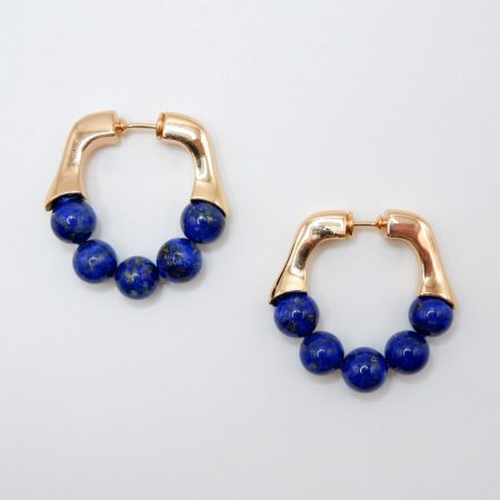 Aro bañado en oro18k con piedra natural lapislázuli