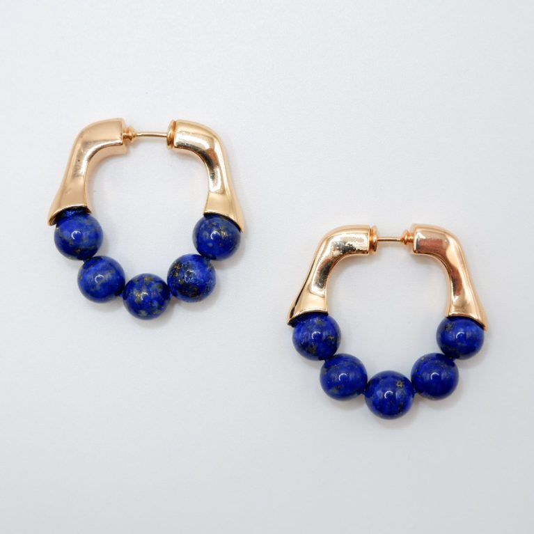 Aro bañado en oro18k con piedra natural lapislázuli