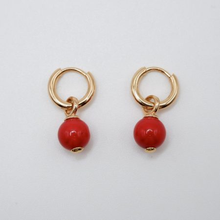 Pendientes criolla piedra natural coral prensado