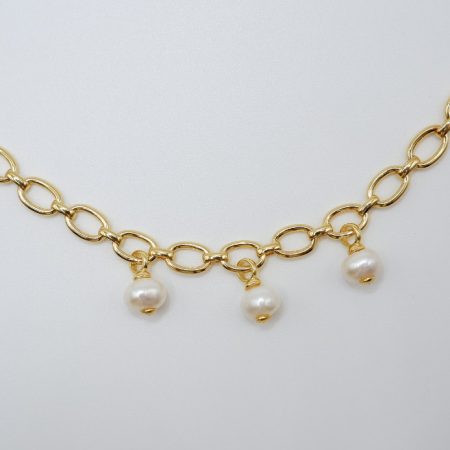 Pulsera bañada en oro 18k perlas naturales