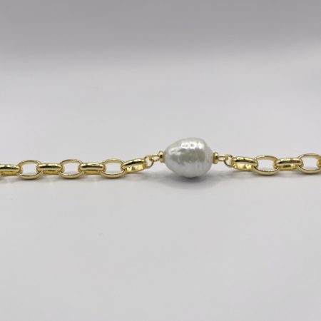 Pulsera bañada en oro 18k perla majorica barroca