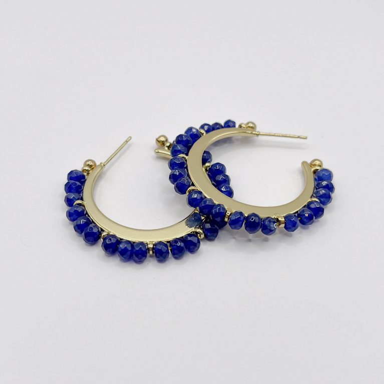 Argolla bañada en oro 18k y lapislázuli natural