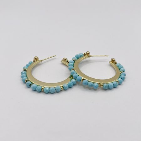Argolla bañada en oro 18k y polvo de turquesa natural