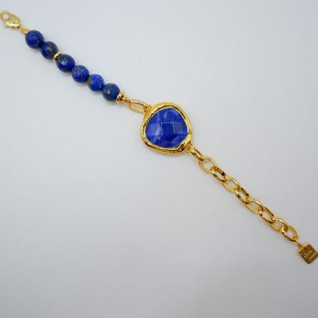 Pulsera bañada en oro con lapislázuli natural
