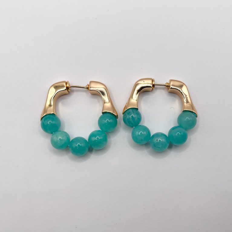 Argolla bañada en oro con piedra natural aventurina