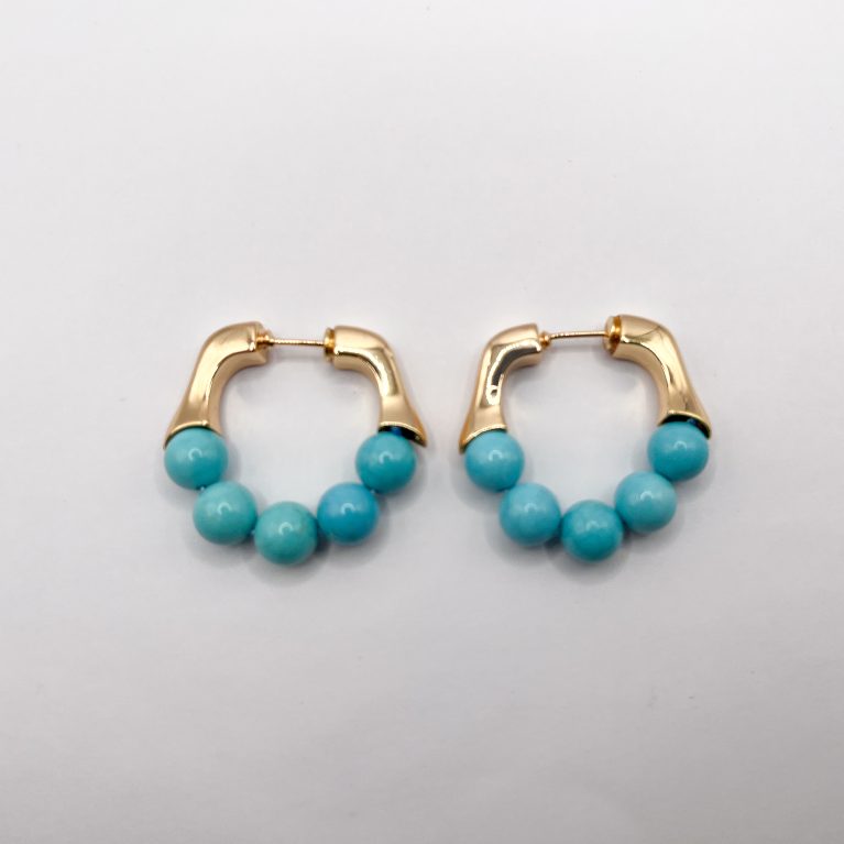 Argolla bañada en oro con piedra natural amazonita