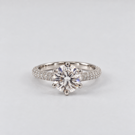 Anillo solitario plata 925 rodiada y moissanita 8mm