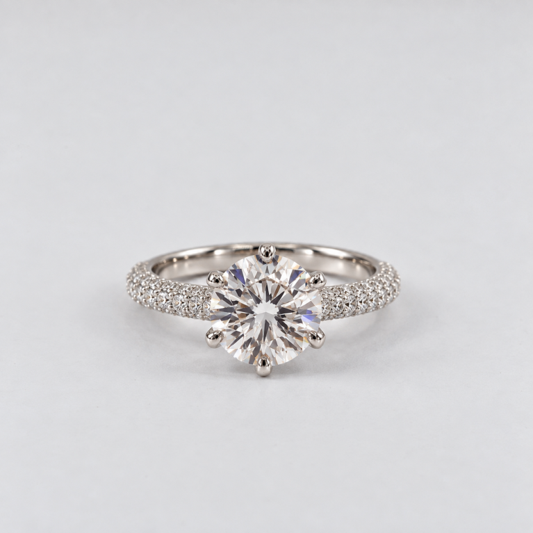 Anillo solitario plata 925 rodiada y moissanita 8mm